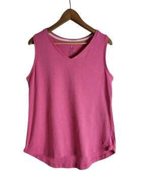 Isaac Mizrahi Live Pink Tank Top Curves High Low Hem Casual Activewear Size M